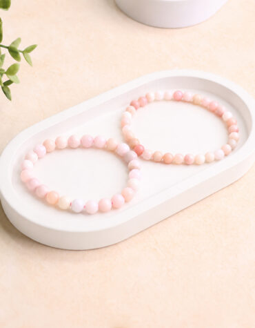 pink opal beads bracelet 6 mm