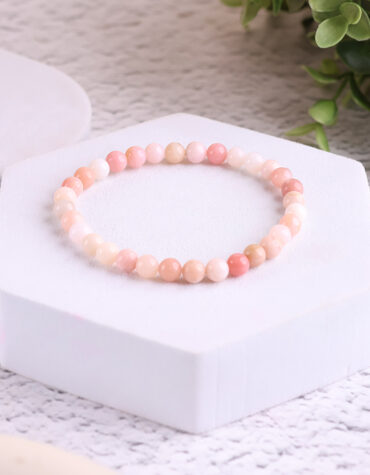 pink opal beads bracelet 6 mm