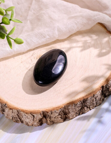 silver sheen obsidian palm stone