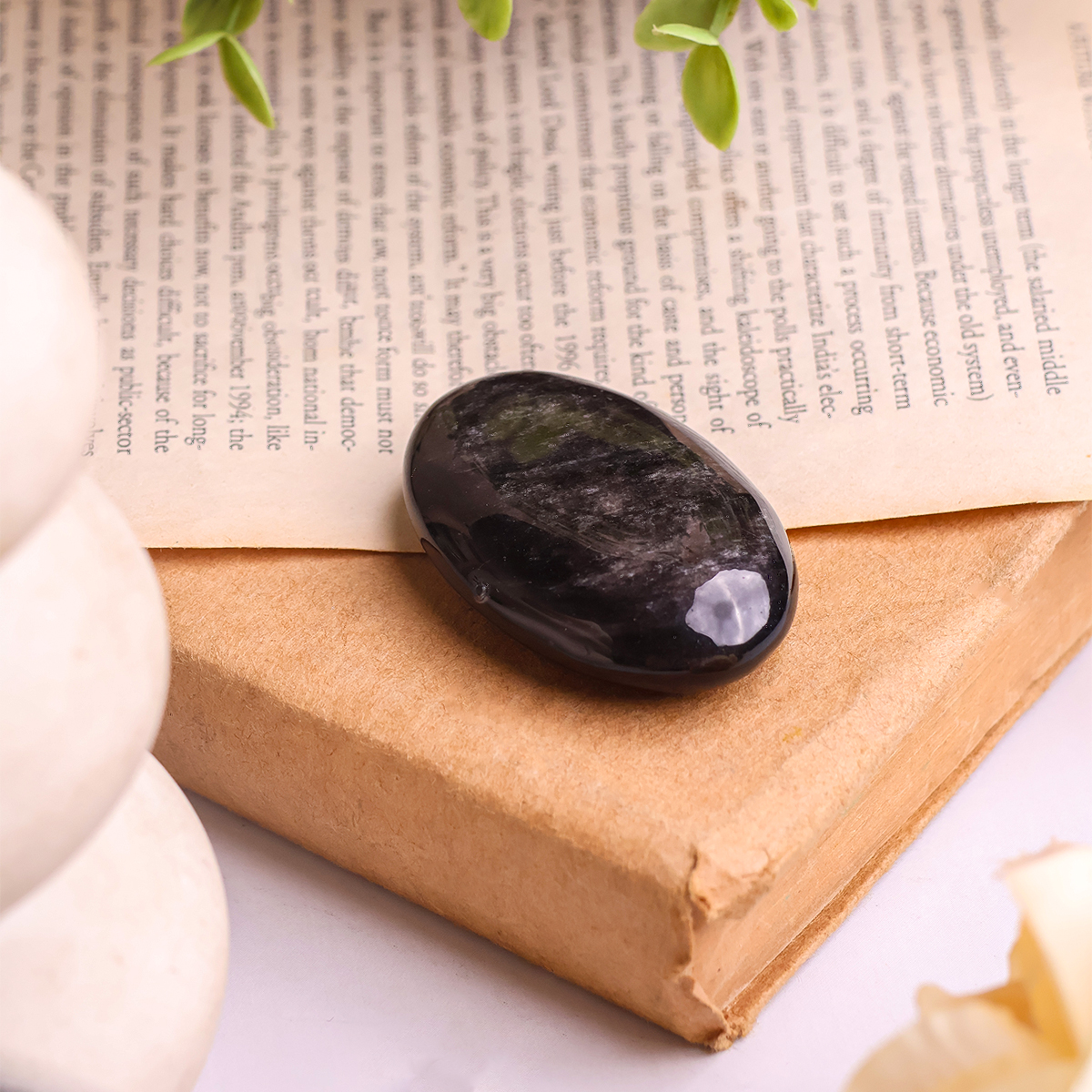 Silver Sheen Obsidian Palm Stone (3) silver sheen obsidian palm stone