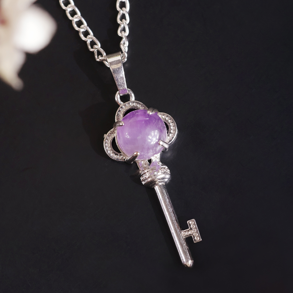 Amethyst Key Design Pendant-Shubhanjali Store (8) key design pendant