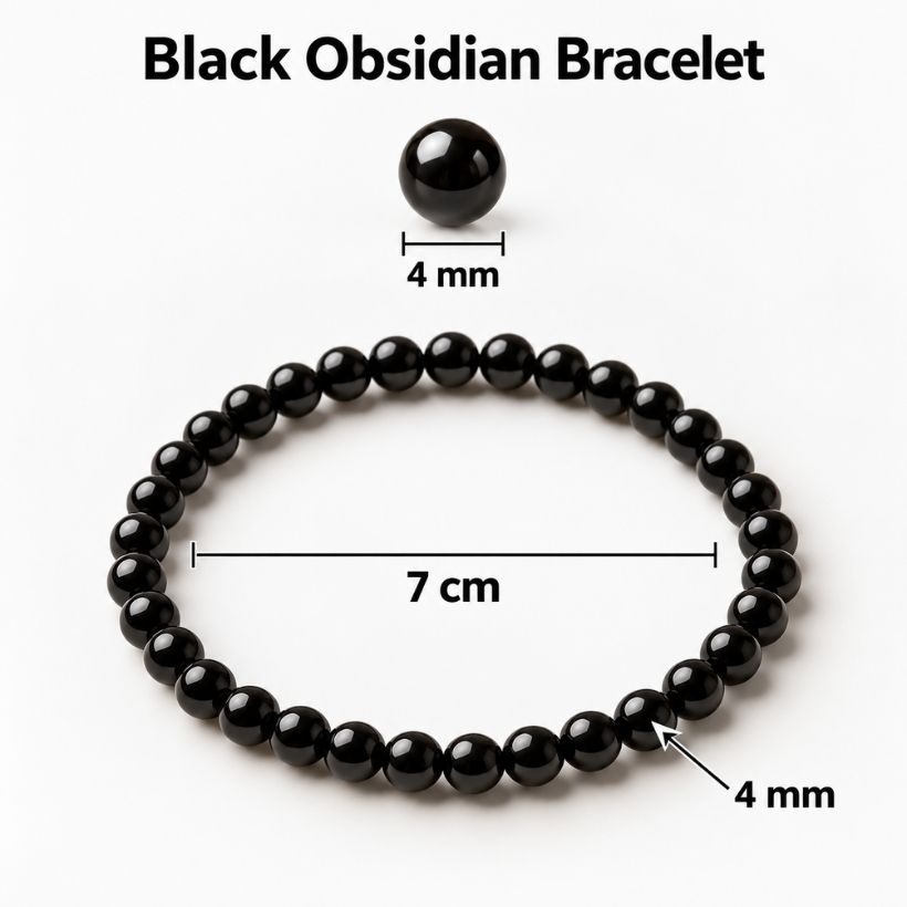 Black Obsidian Bracelet 4 mm black obsidian bracelet 4 mm