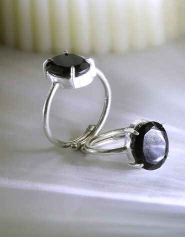 black obsidian diamond cut ring