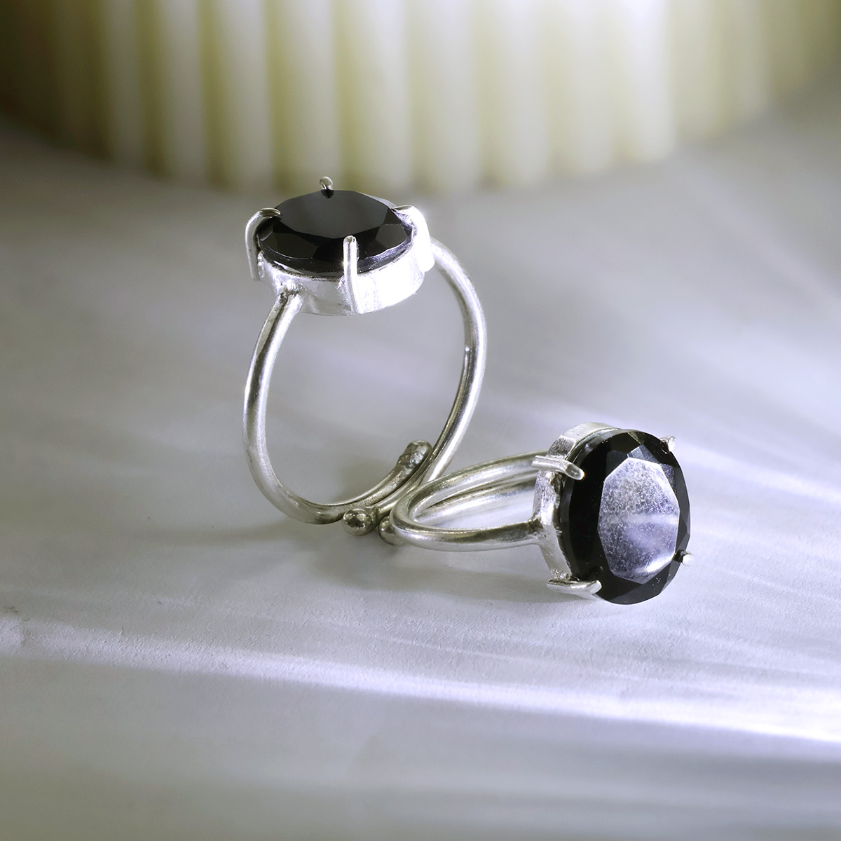 Black Obsidian Diamond Cut Ring-Shubhanjali Store (2) black obsidian diamond cut ring