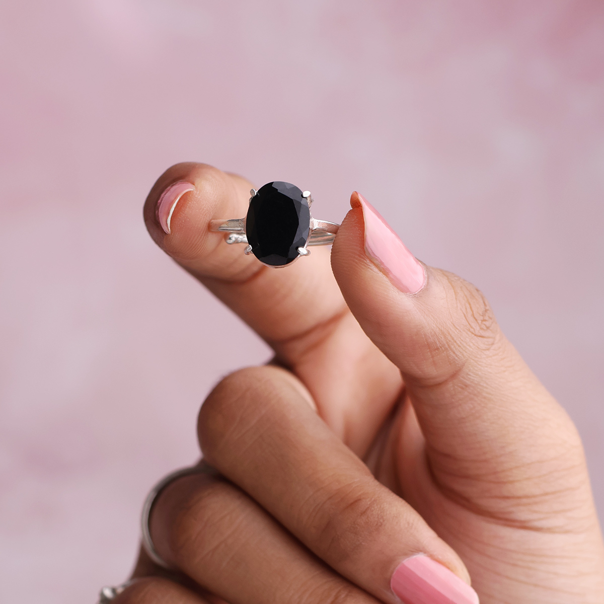 Black Obsidian Diamond Cut Ring-Shubhanjali Store (3) black obsidian diamond cut ring