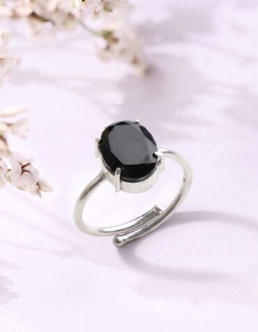 black obsidian diamond cut ring