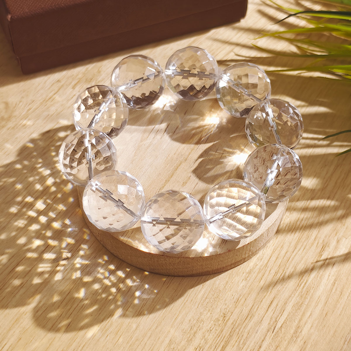 Clear Quartz Faceted Bracelet 20mm-Shubhanjali Store (1) clear quartz faceted bracelet