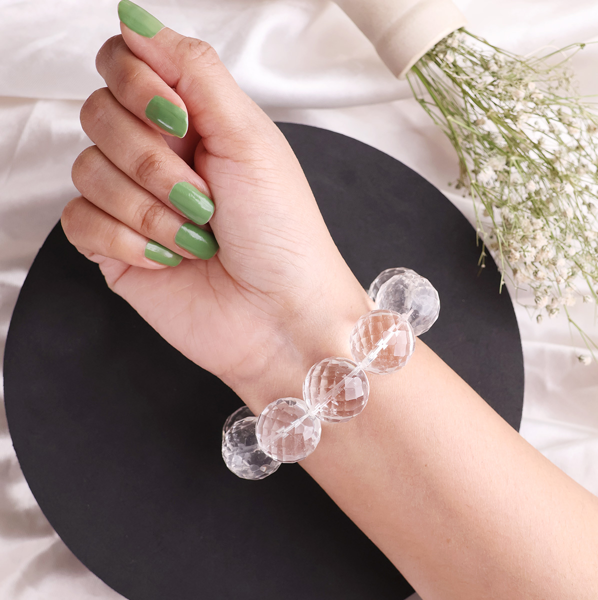 Clear Quartz Faceted Bracelet 20mm-Shubhanjali Store (2) clear quartz faceted bracelet
