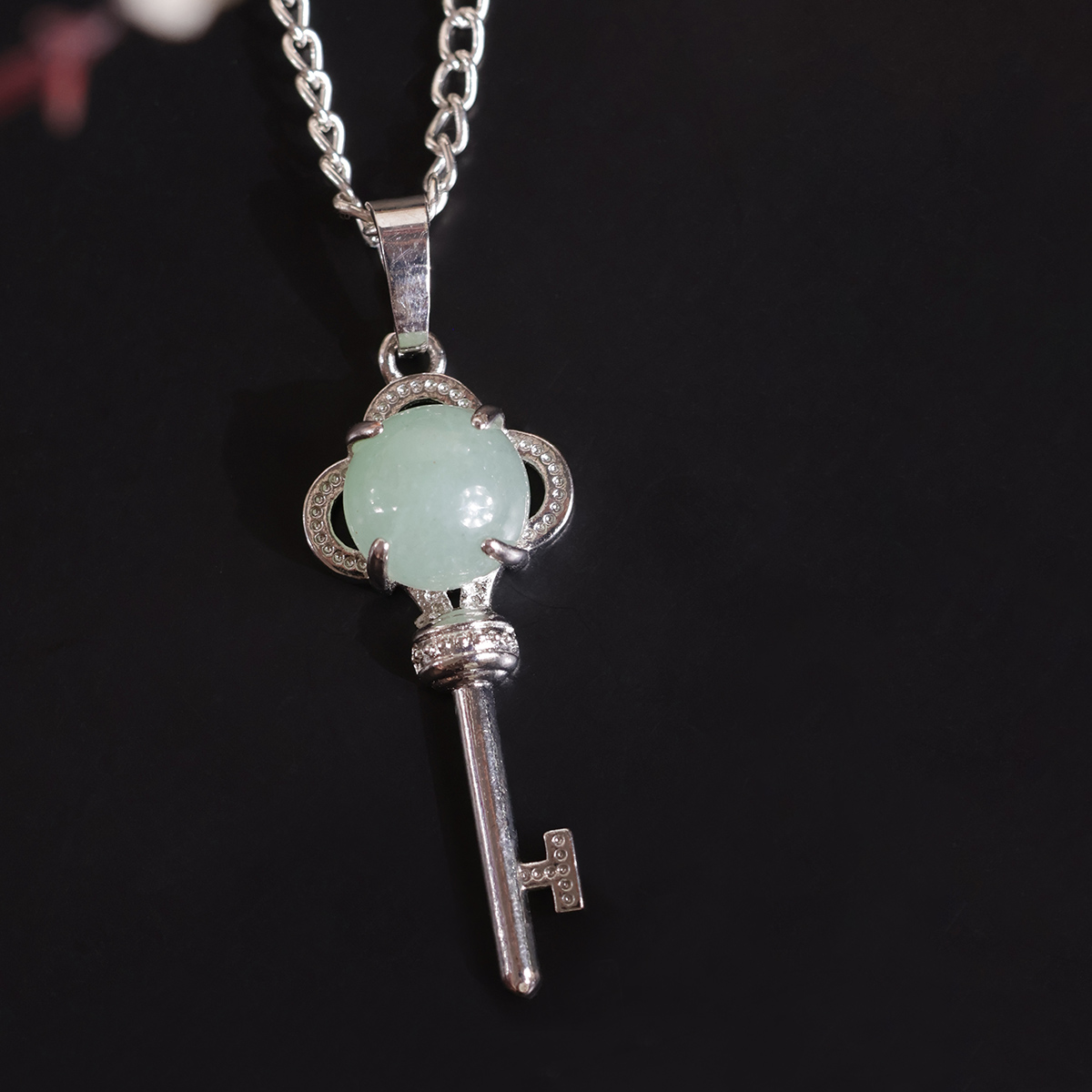 Green Aventurine Key Design Pendant-Shubhanjali Store (3) key design pendant