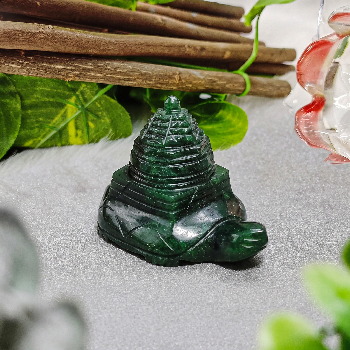 Green Jade Turtle With Shree Yantra-Shubhanjali Store (2) green jade turtle with shree yantra