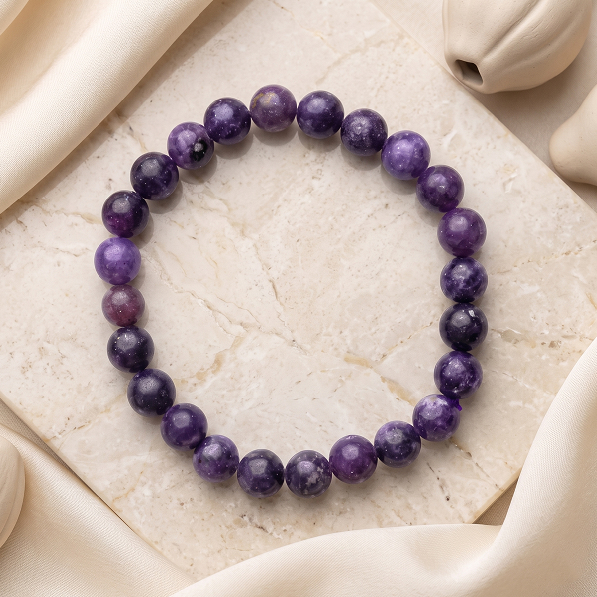 Lepidolite Bracelet 8 mm-Shubhanjali Store (2) lepidolite bracelet 8 mm