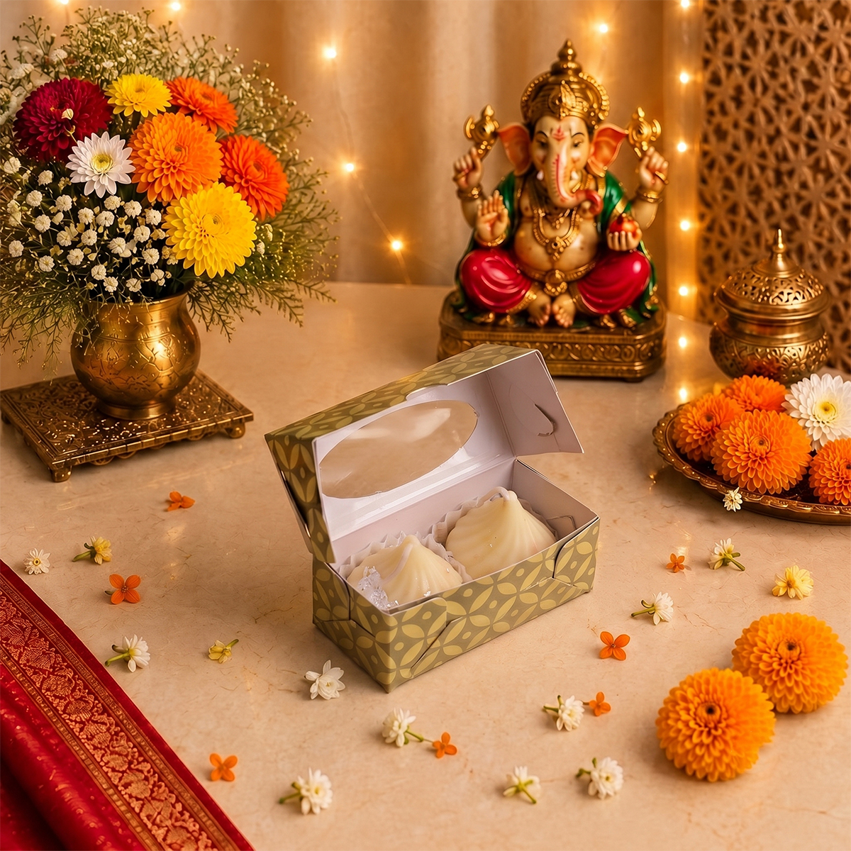 Modak Candle Pack Of 2 (White)-Shubhanjali Store modak candle (white) pack of 2