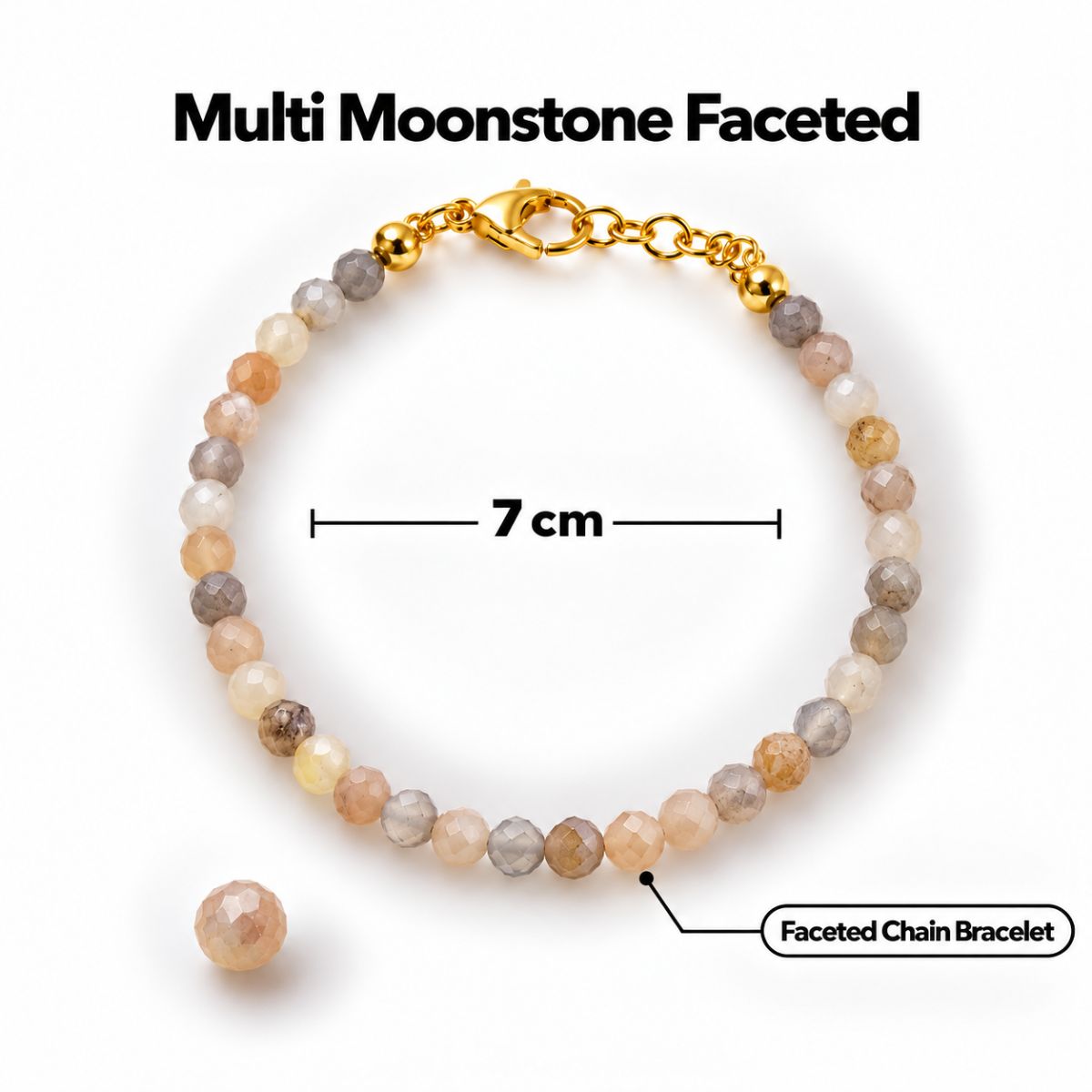 Multi Moonstone Faceted Bracelet 4mm multi moonstone faceted bracelet 4mm
