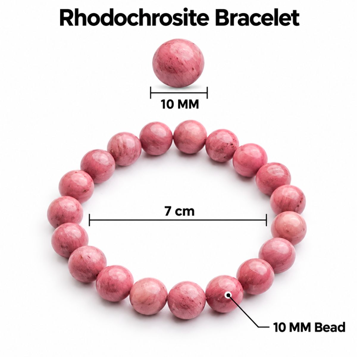 Rhodochrosite Bracelet 10 MM rhodochrosite bracelet 10 mm