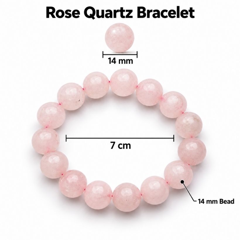 Rose Quartz Bracelet 14mm rose quartz bracelet 14mm