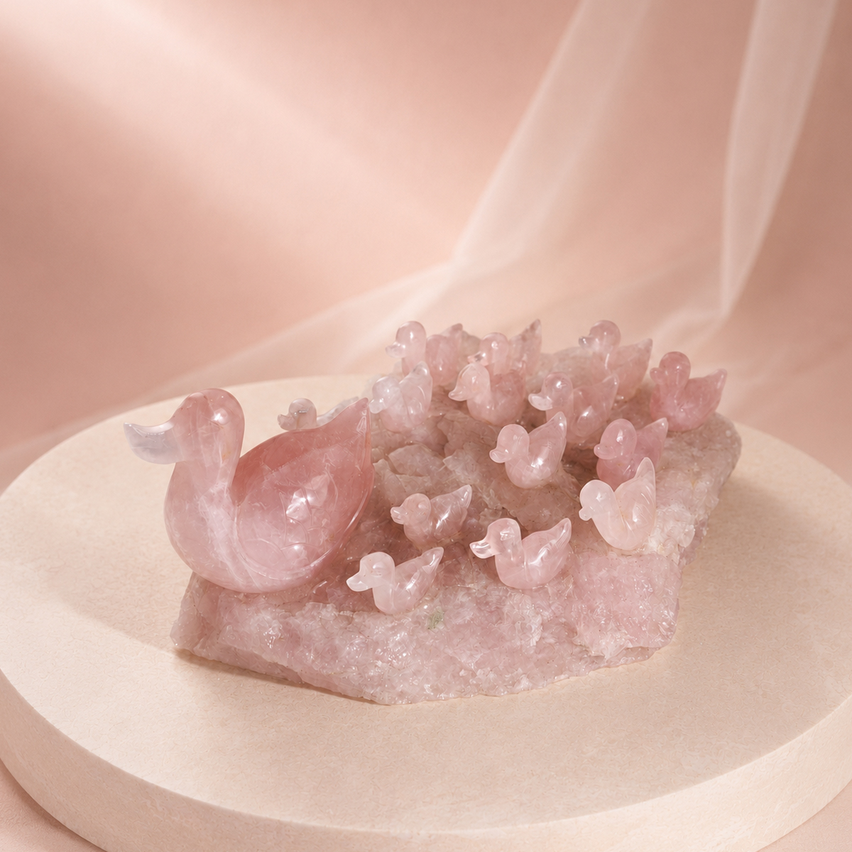 Rose Quartz Duck Family-Shubhanjali Store (1) rose quartz duck family