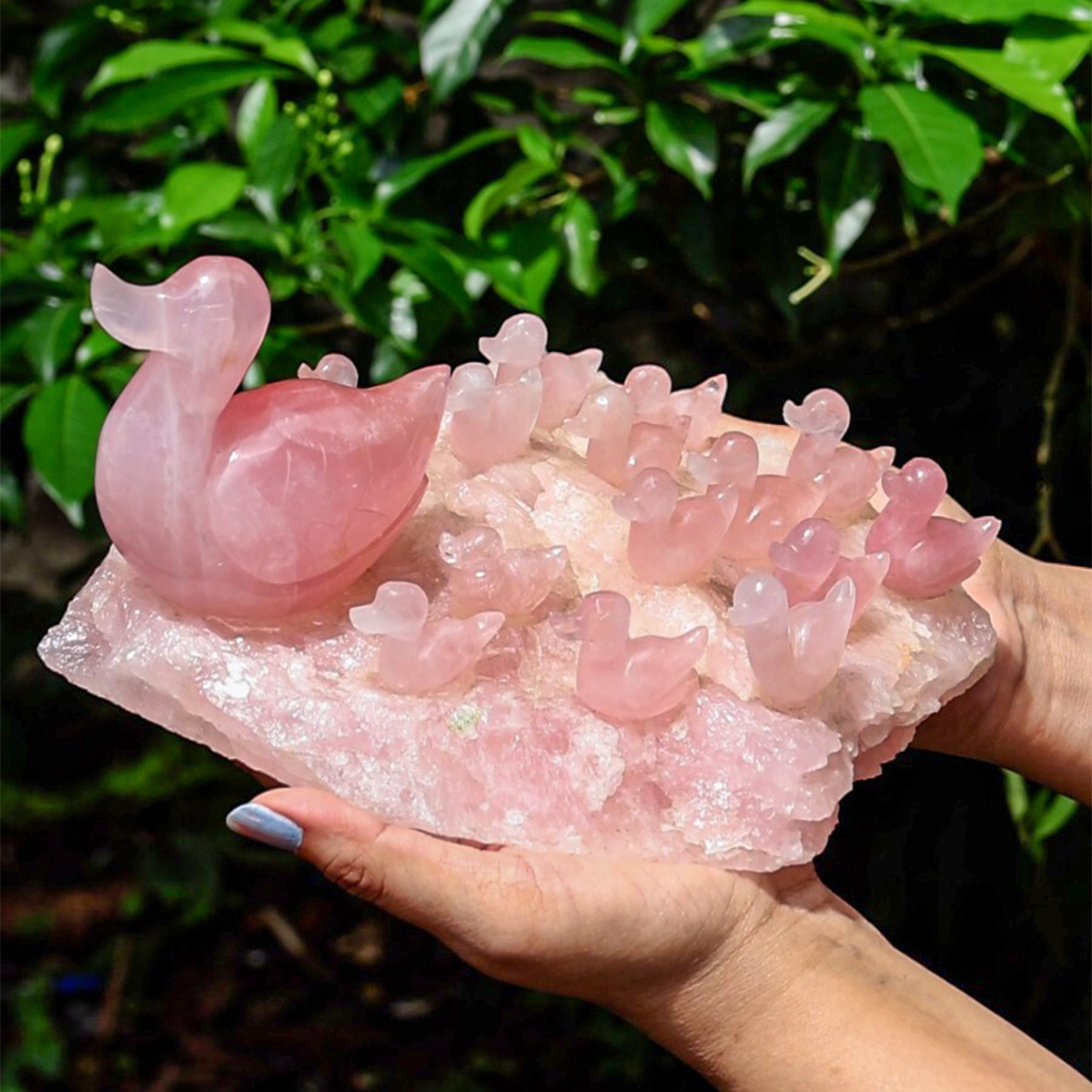 Rose Quartz Duck Family-Shubhanjali Store (3) rose quartz duck family
