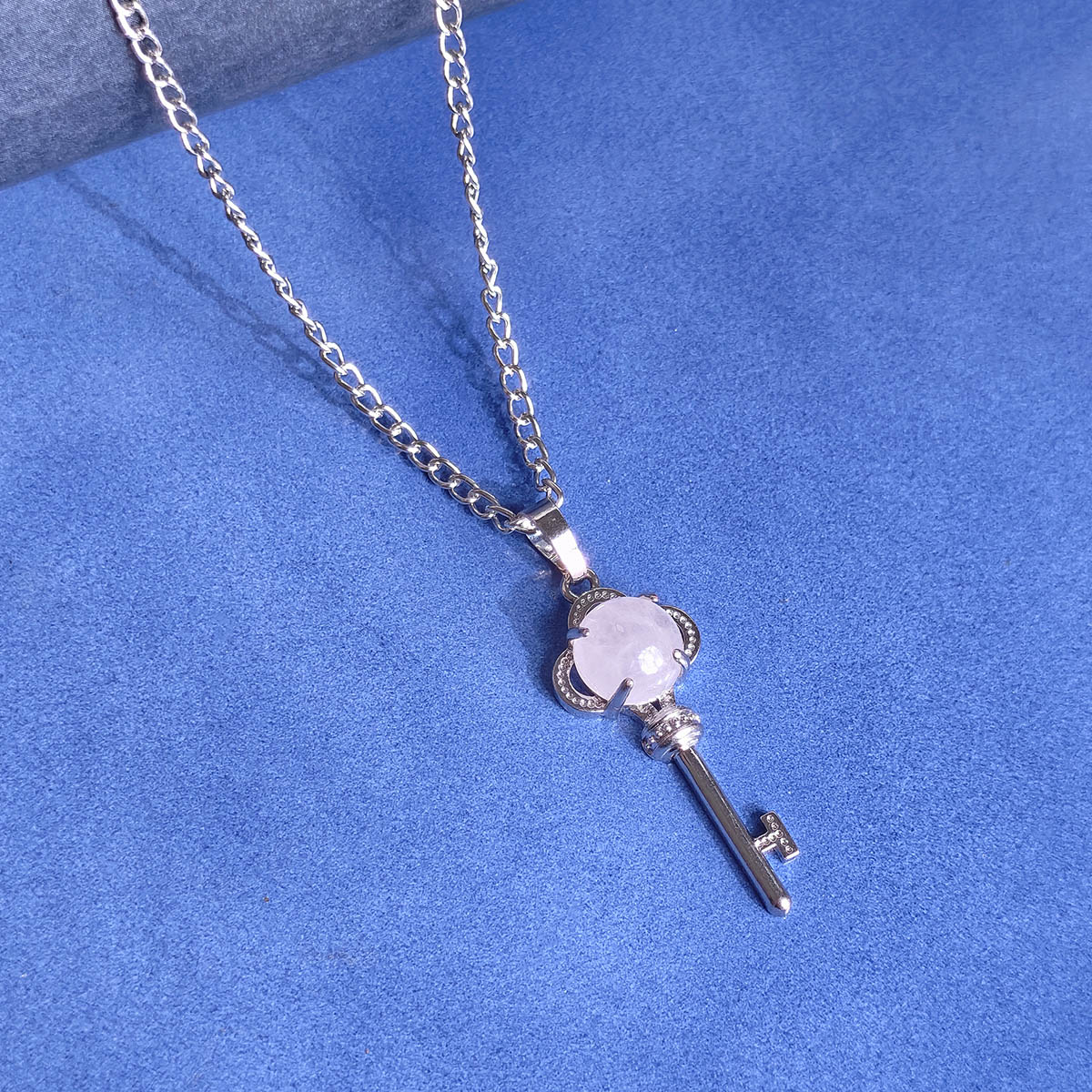 Rose Quartz Key Design Pendant-Shubhanjali Store (11) key design pendant