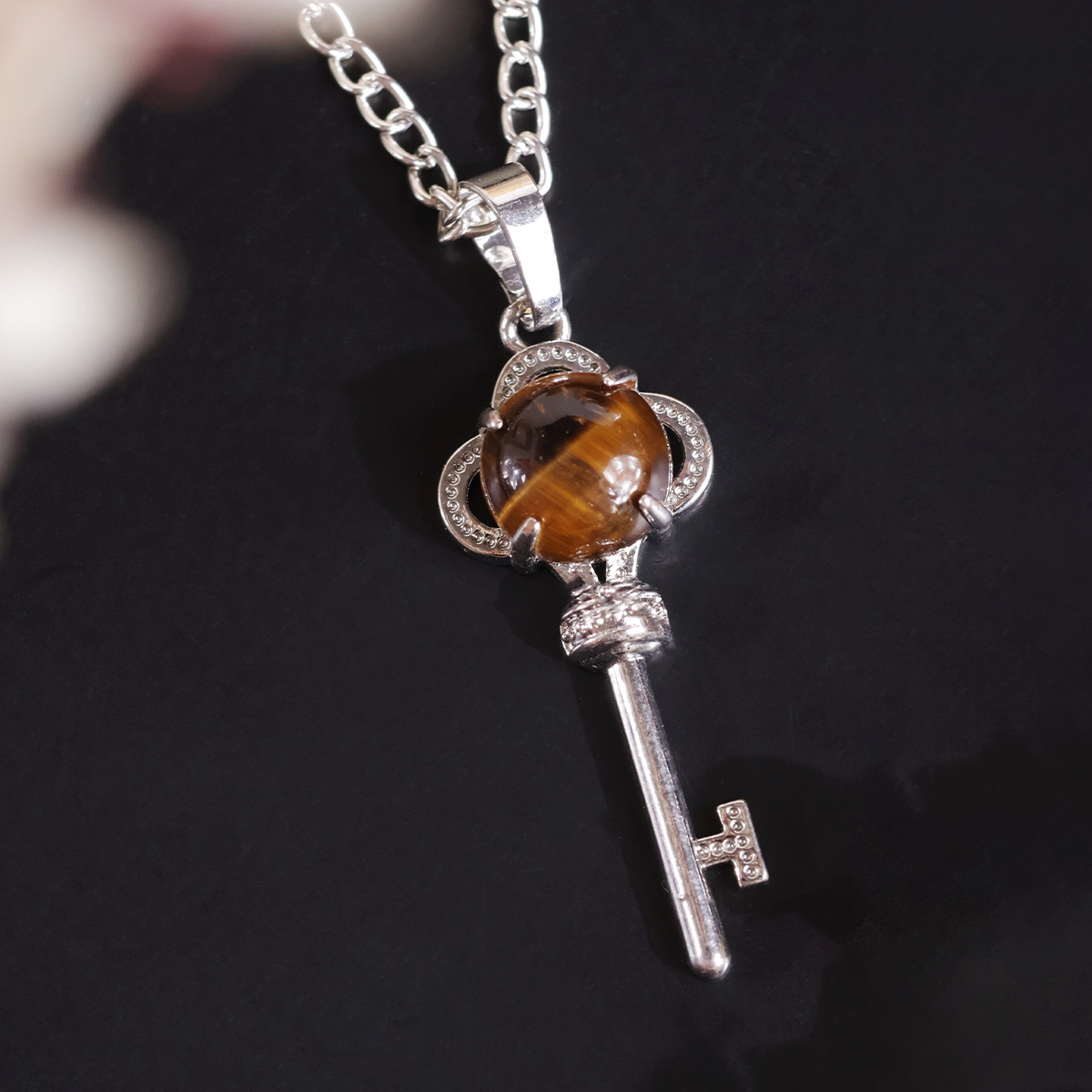 Tiger Eye Key Design Pendant-Shubhanjali Store (7) key design pendant