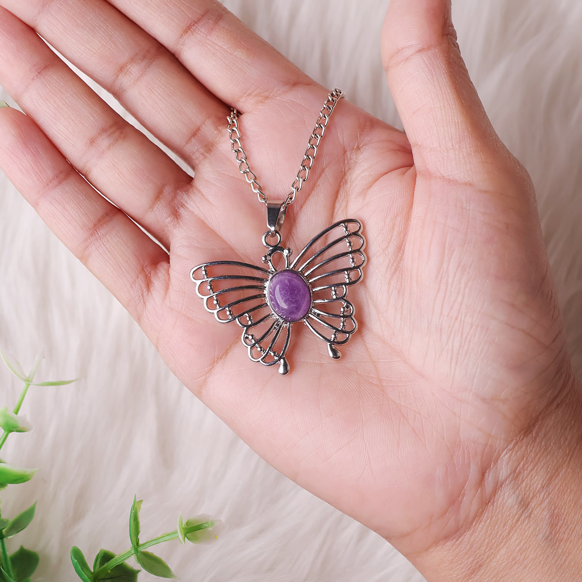 Amethyst Butterfly Oval Design Pendant-Shubhanjali Store (4) butterfly oval design pendant