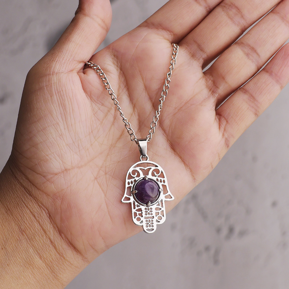 Amethyst Hamsa Pendant-Shubhanjali Store (5) hamsa hand pendant