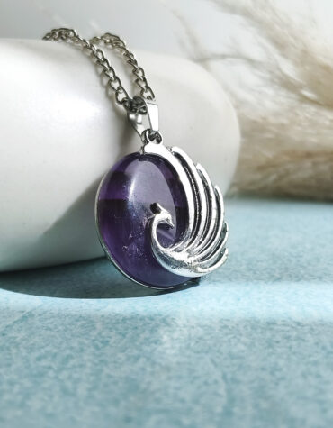 peacock round design pendant