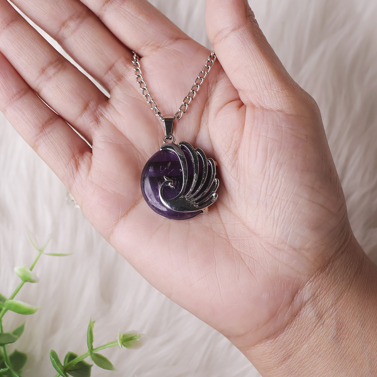 Amethyst Peacock Round Design Pendant-Shubhanjali Store (4) peacock round design pendant