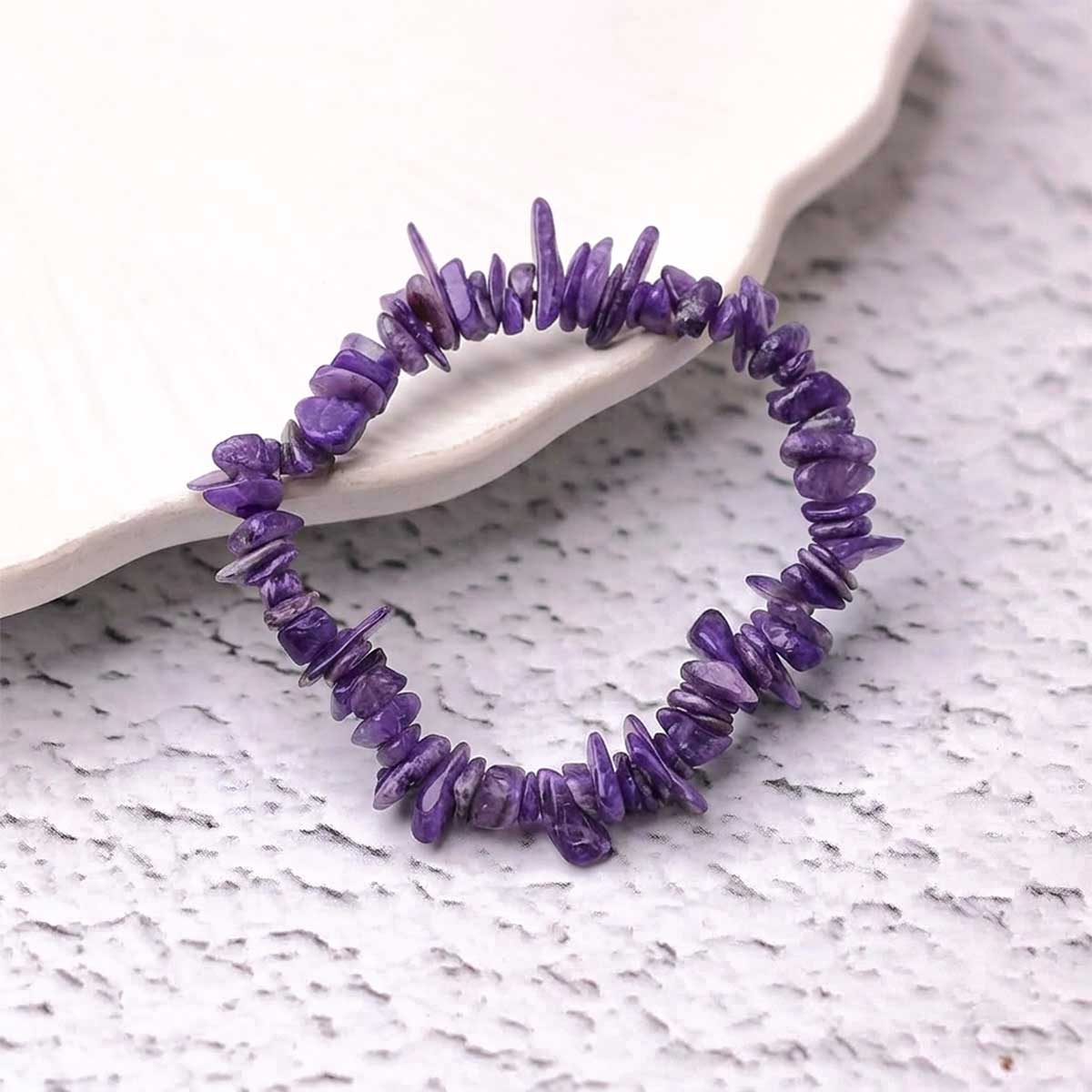Charoite Chips Beads Bracelet-Shubhanjali Store (5) charoite chips beads bracelet