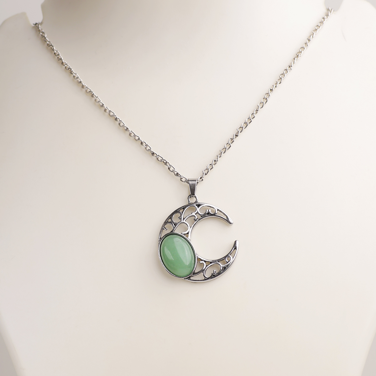 Green Aventurine Half Moon Oval Pendant-Shubhanjali Store (4) half moon oval pendant