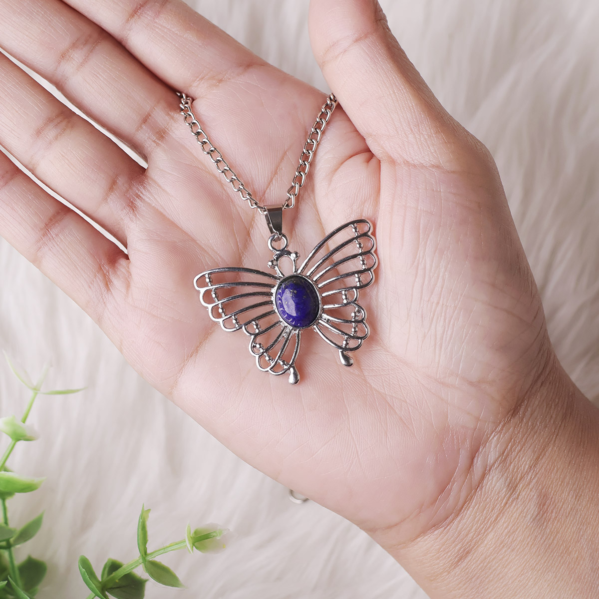 Lapis Butterfly Oval Design Pendant-Shubhanjali Store (3) butterfly oval design pendant