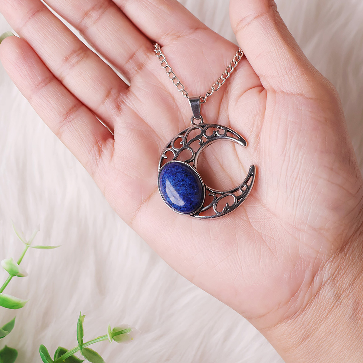 Lapis Half Moon Oval Pendant-Shubhanjali Store (1) half moon oval pendant