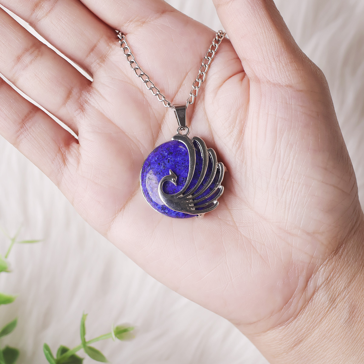 Lapis Lazuli Round Design Pendant-Shubhanjali Store (1) peacock round design pendant