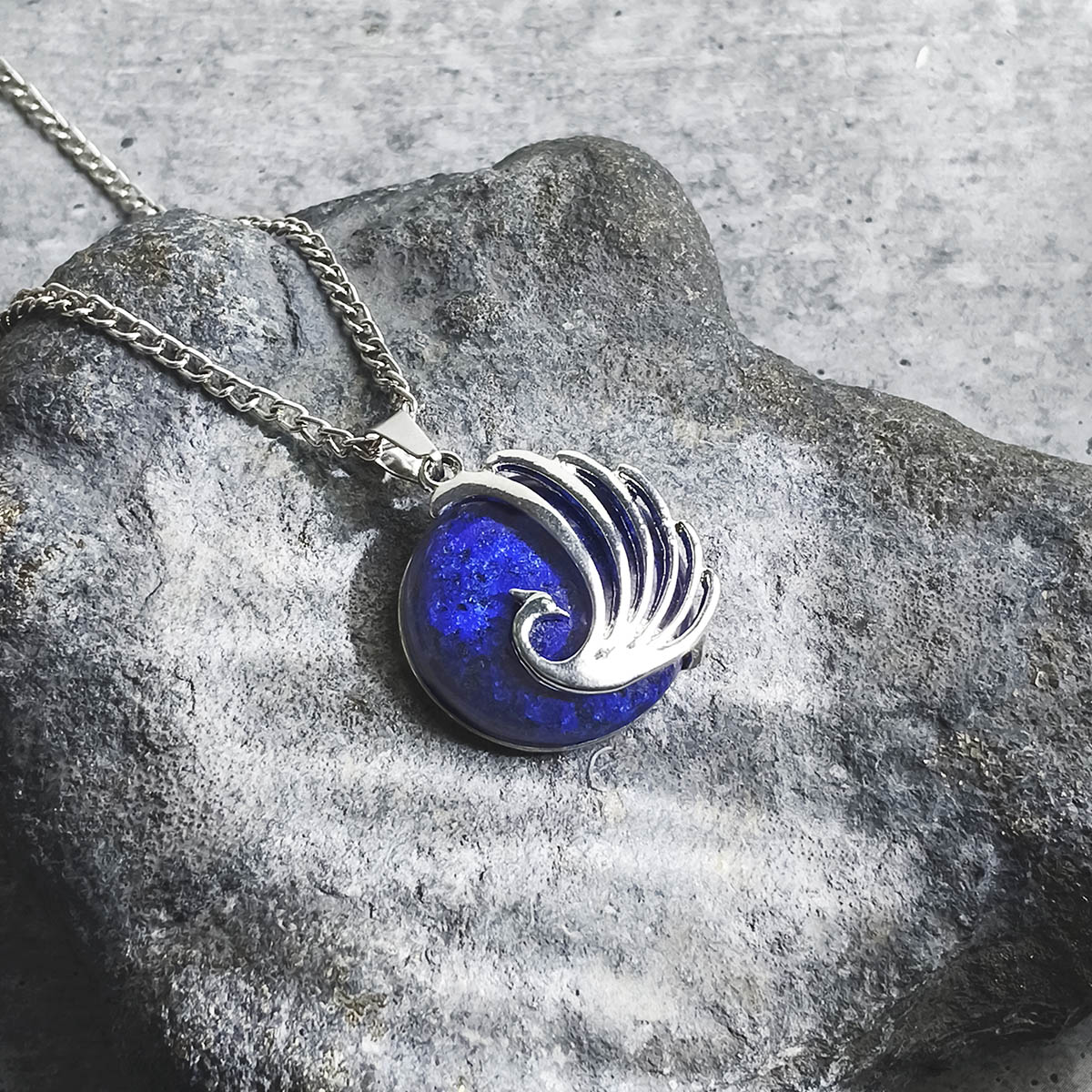 Lapis Lazuli Round Design Pendant-Shubhanjali Store (2) peacock round design pendant