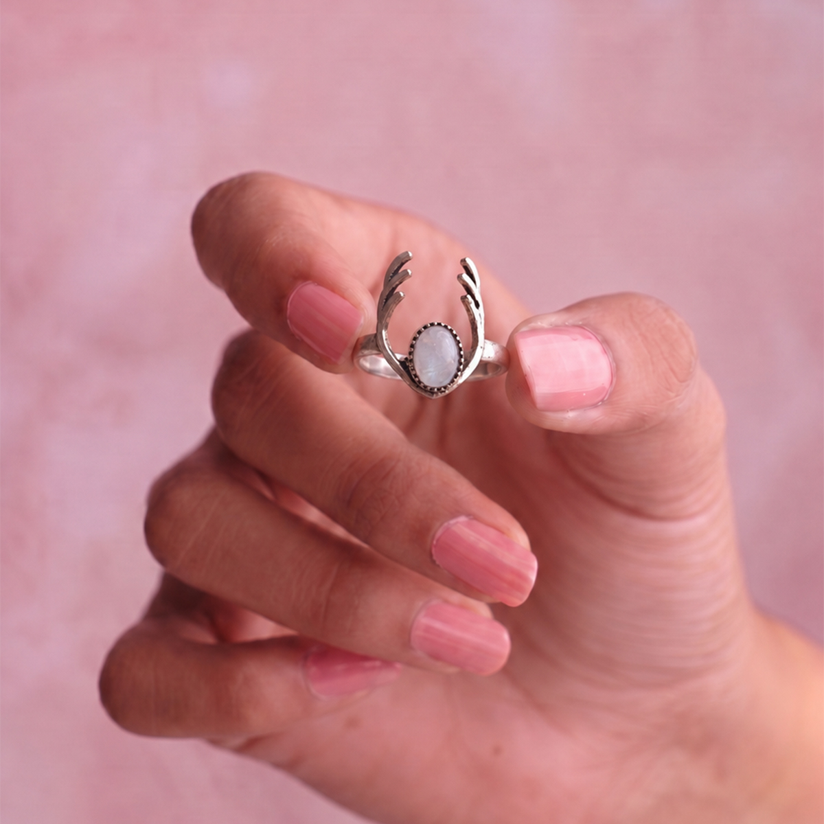 Rainbow Moonstone Dear Antlers Ring-Shubhanjali Store (3) dear antlers ring