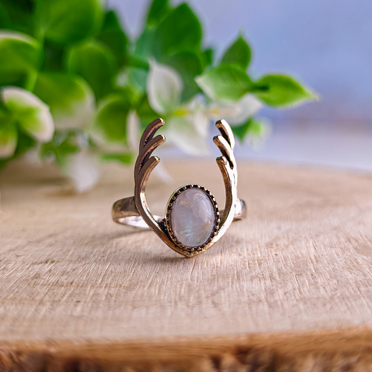 Rainbow Moonstone Dear Antlers Ring-Shubhanjali Store (4) dear antlers ring