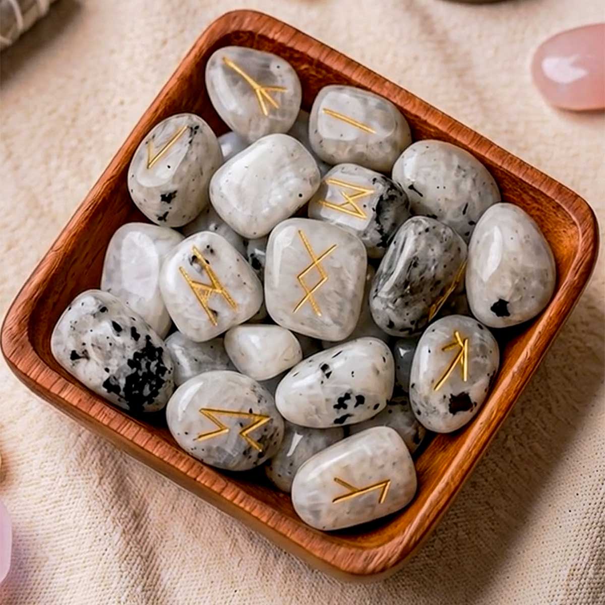 Rainbow Moonstone Rune Set-Shubhanjali Store (1) rainbow moonstone rune set