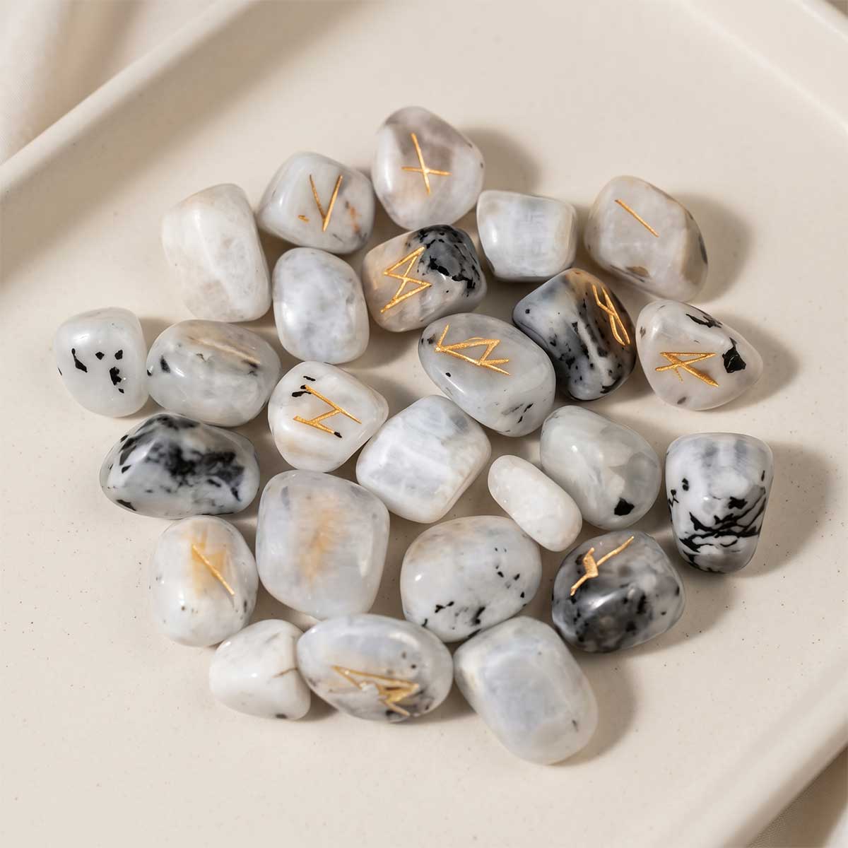 Rainbow Moonstone Rune Set-Shubhanjali Store (2) rainbow moonstone rune set