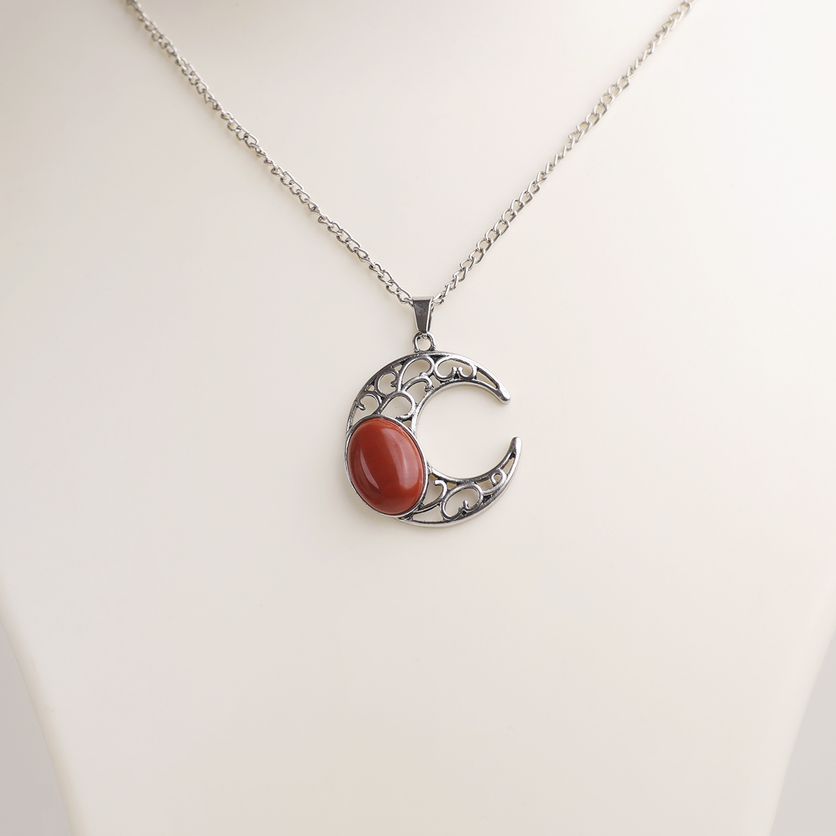 Red Jasper Half Moon Oval Pendant-Shubhanjali Store (4) half moon oval pendant