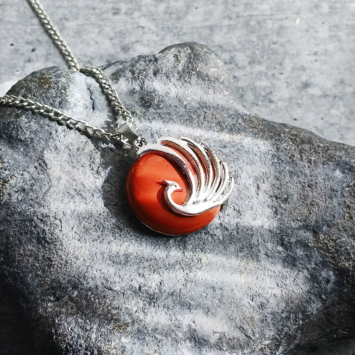 Red Jasper Peacock Round Design Pendant-Shubhanjali Store (2) peacock round design pendant