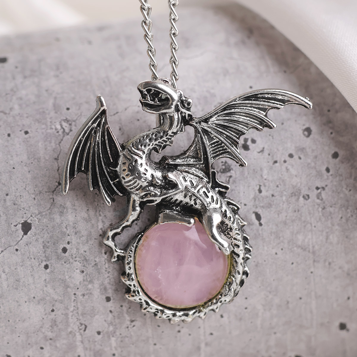 Rose Quartz Dragon Pendant-Shubhanjali Store (1) dragon pendant