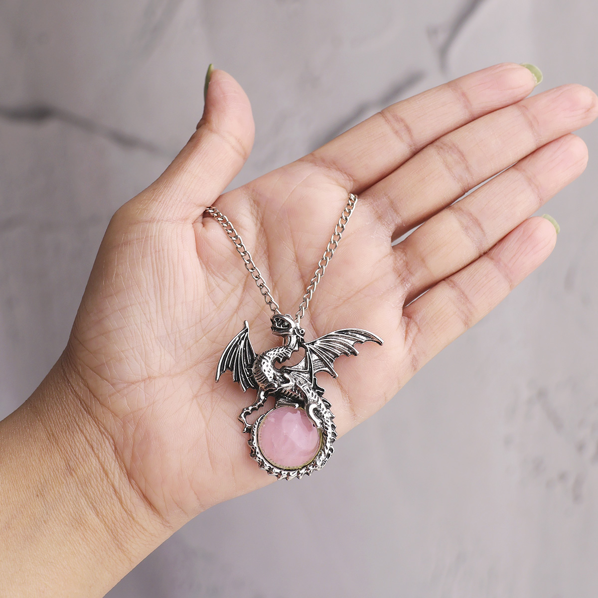 Rose Quartz Dragon Pendant-Shubhanjali Store (3) dragon pendant