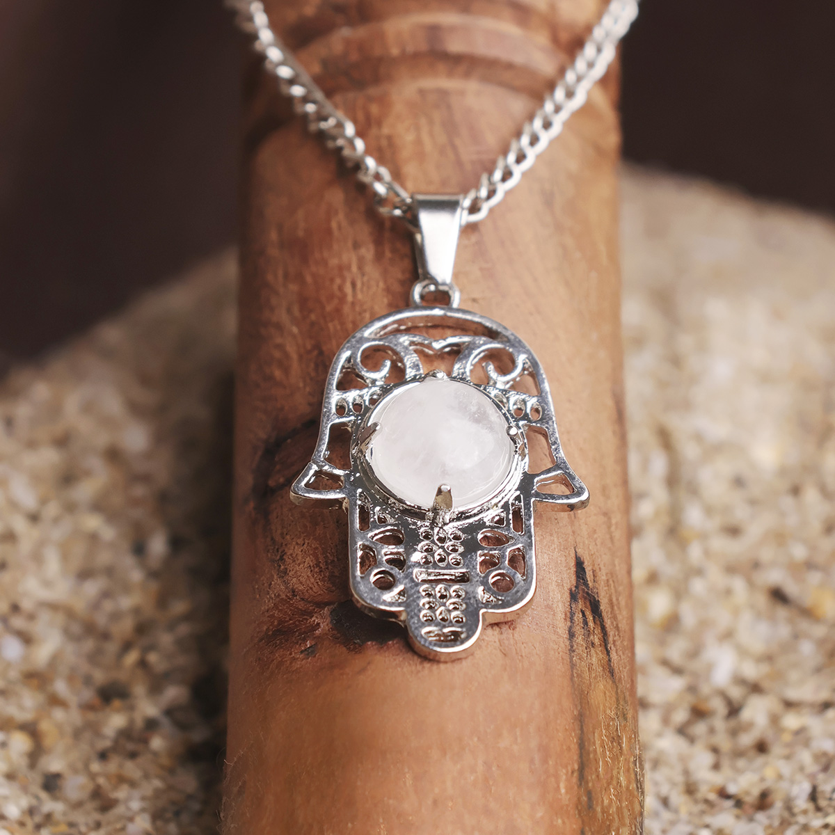 Rose Quartz Hamsa Pendant-Shubhanjali Store (1) hamsa hand pendant
