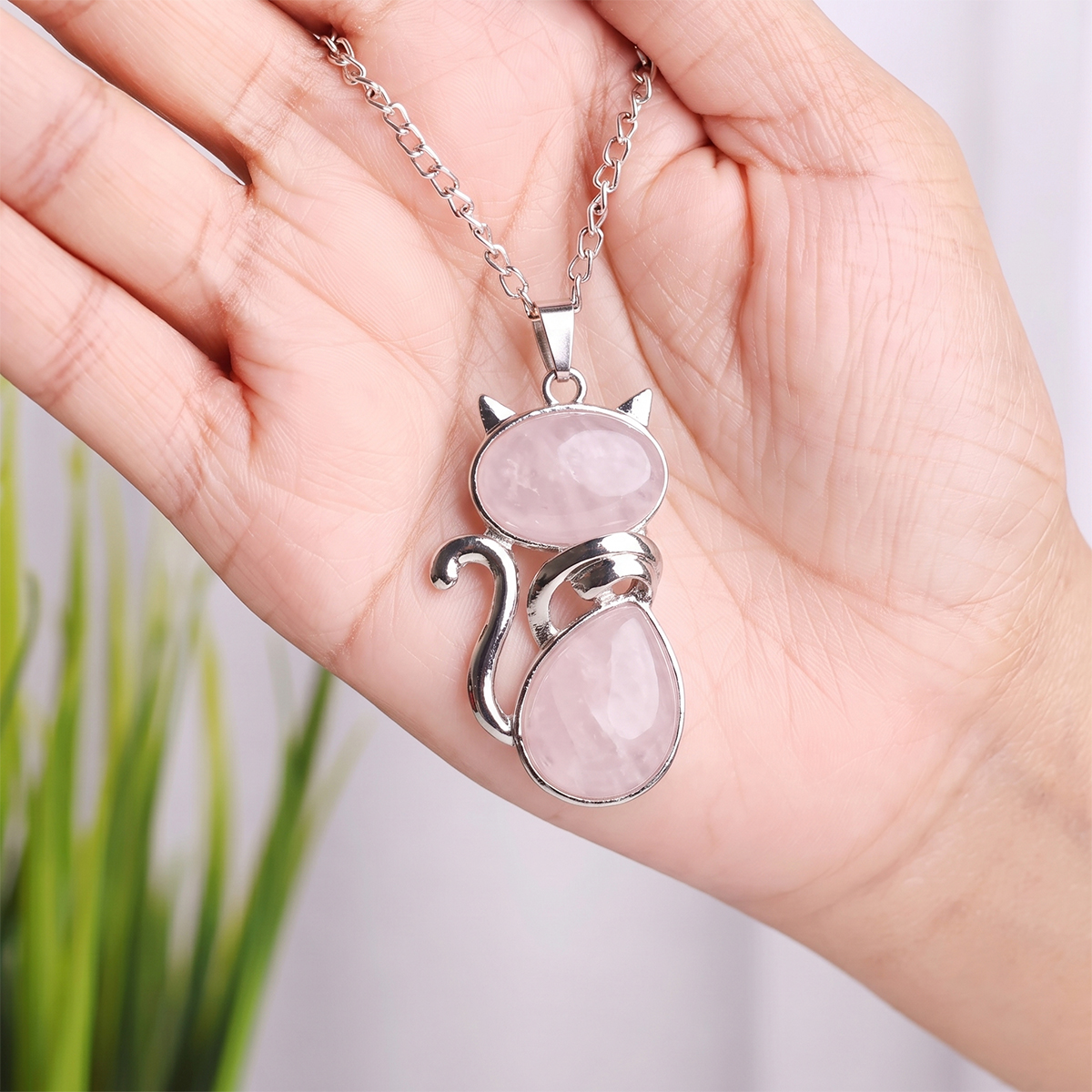 Rose Quartz Kitty Cat Pendant-Shubhanjali Store (2) auto draft