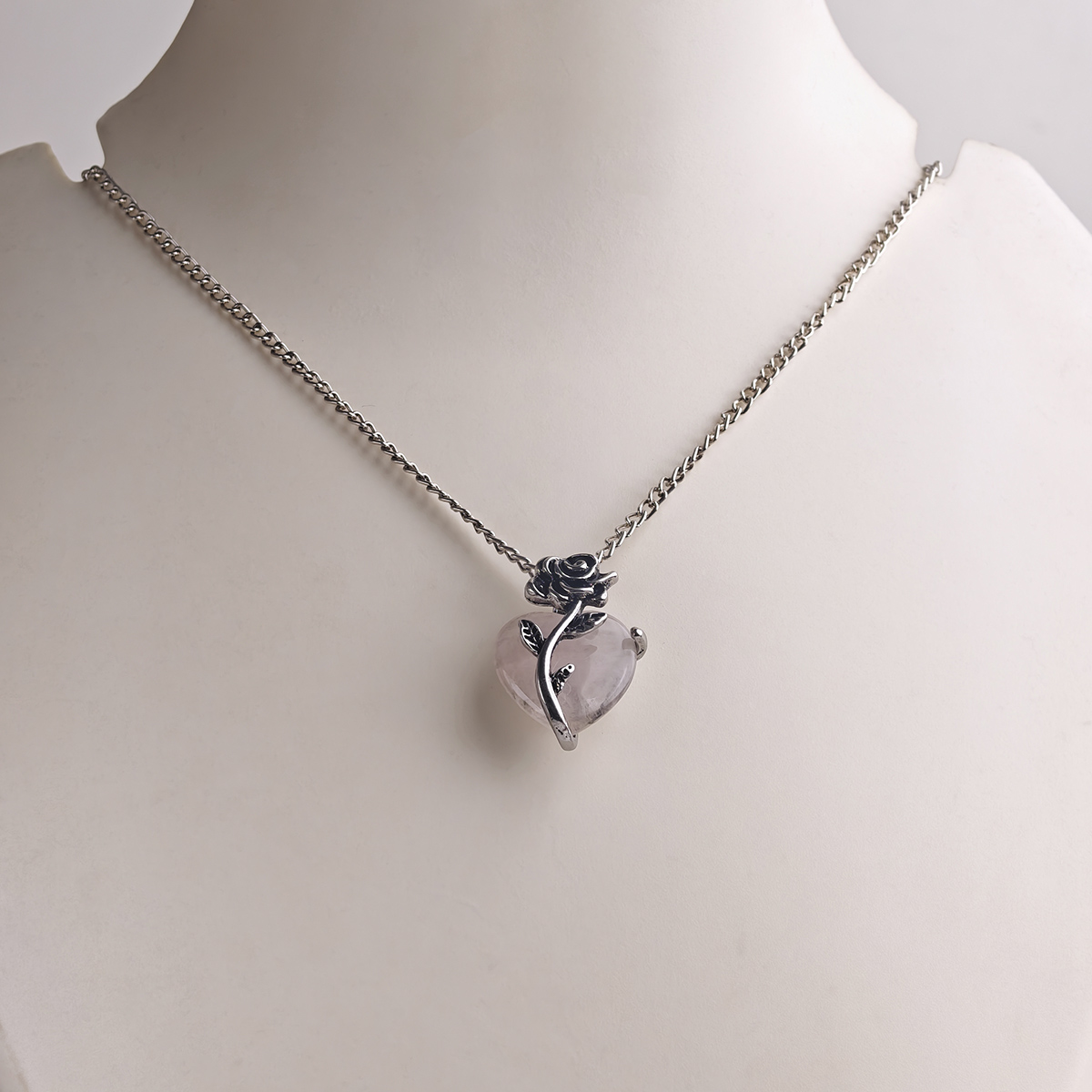Rose Quartz With Rose Heart Pendant-Shubhanjali Store (5) auto draft