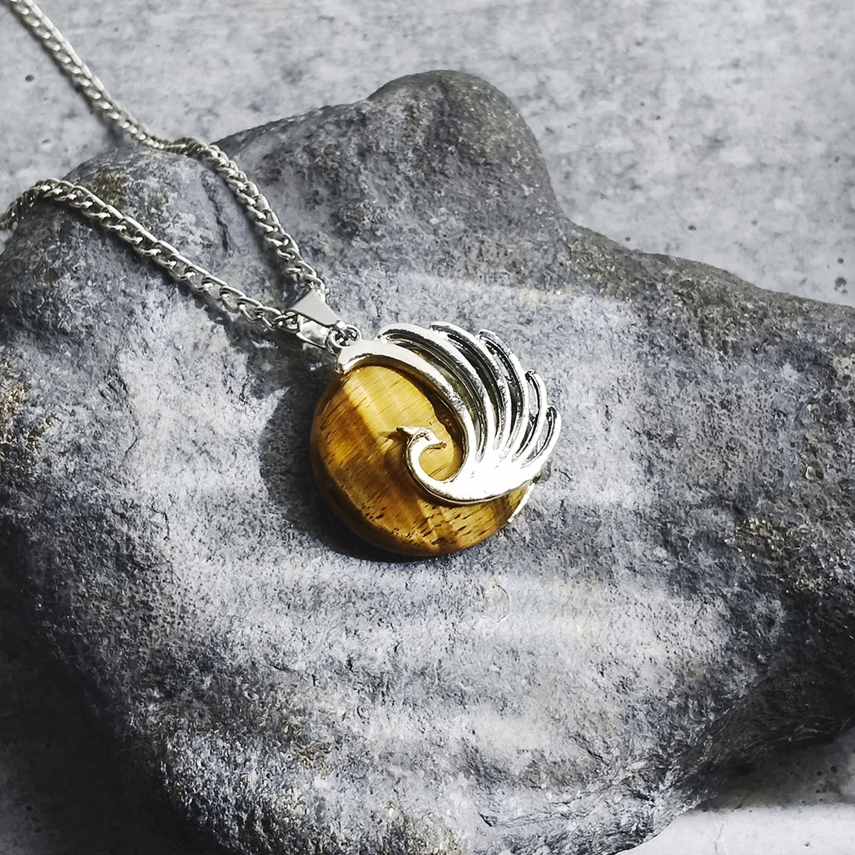 Tiger Eye Peacock Round Design Pendant-Shubhanjali Store (2) peacock round design pendant