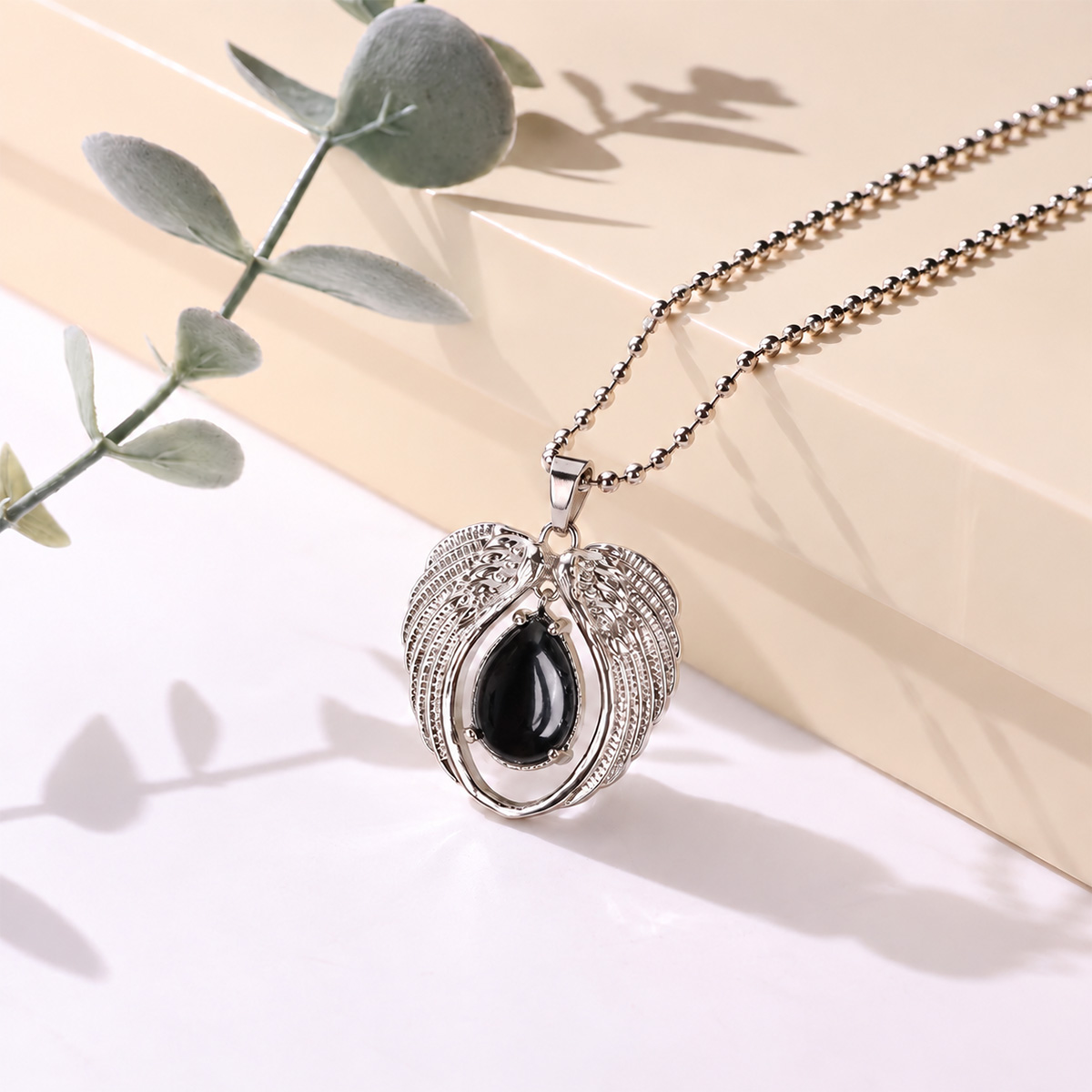 Black Obsidian Angel Wings Pendant-Shubhanjali Store (2) angel wings pendant