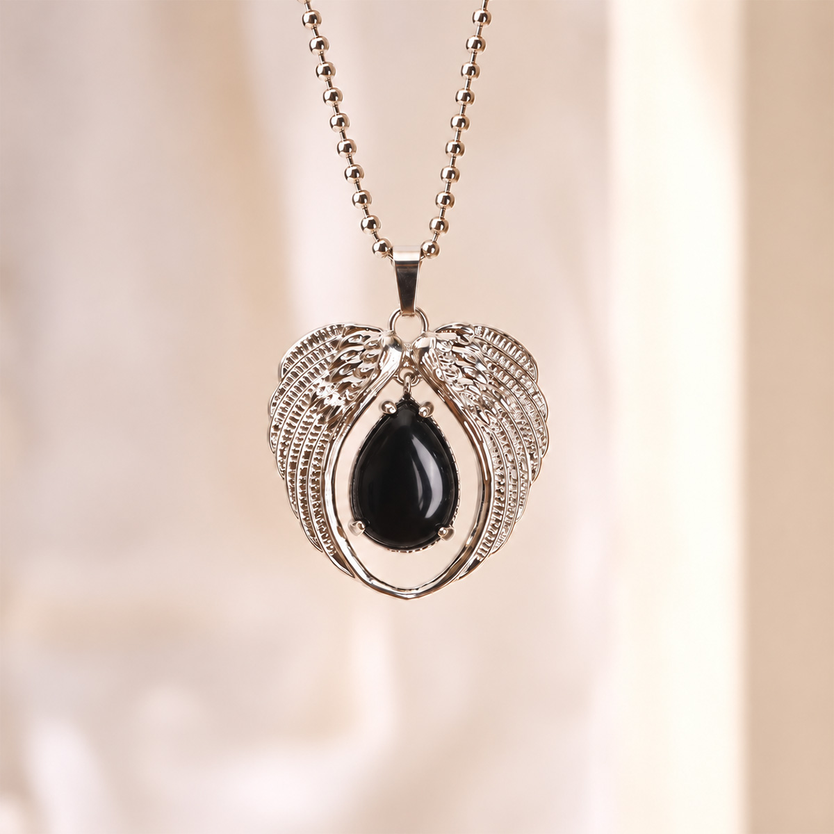 Black Obsidian Angel Wings Pendant-Shubhanjali Store (3) angel wings pendant