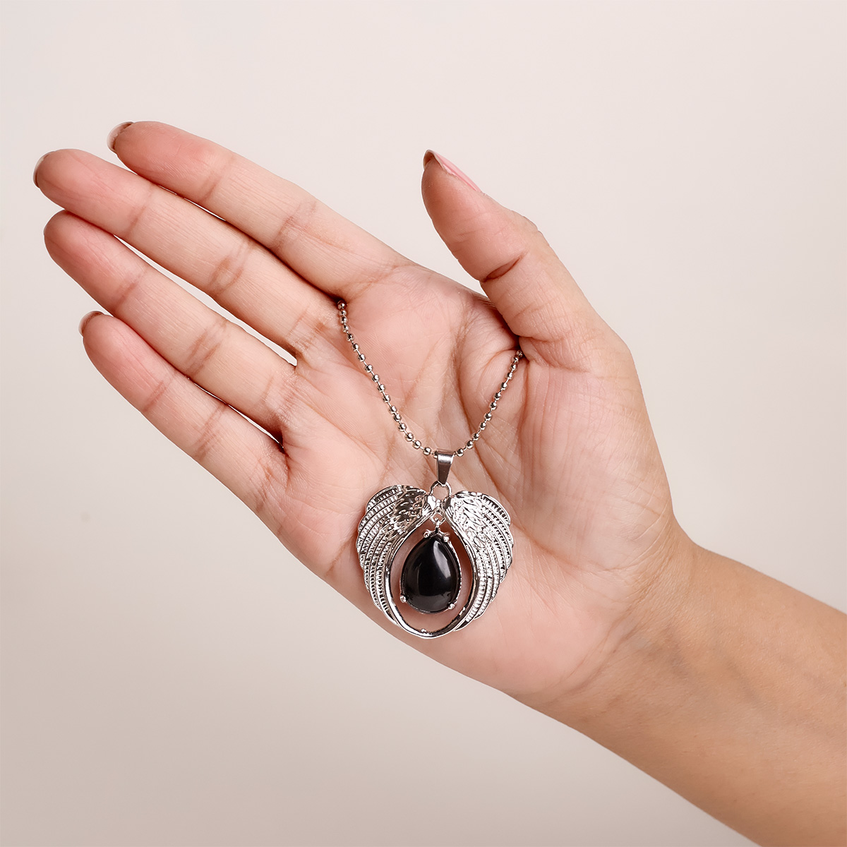 Black Obsidian Angel Wings Pendant-Shubhanjali Store (5) angel wings pendant