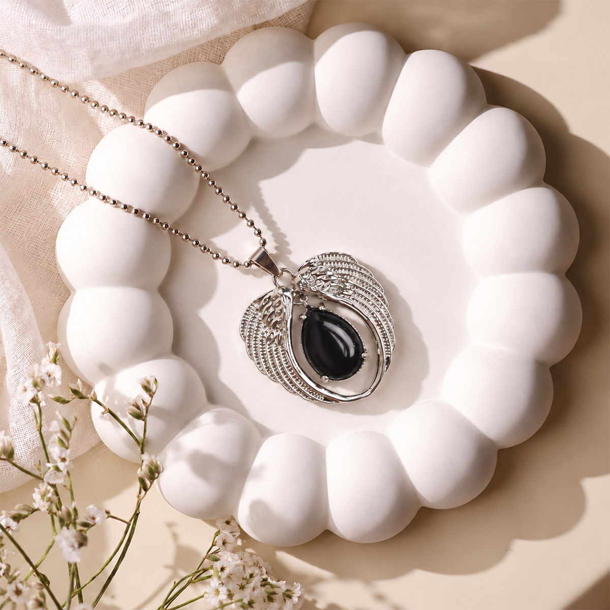 Black Obsidian Angel Wings Pendant-Shubhanjali Store (6) angel wings pendant