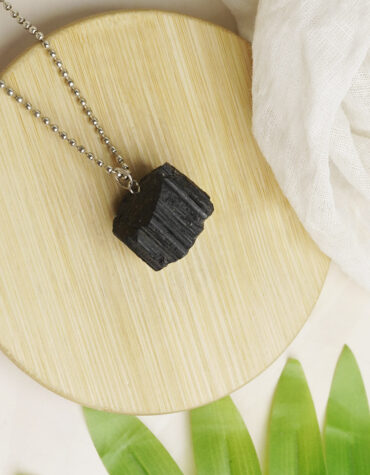 black tourmaline raw pendant